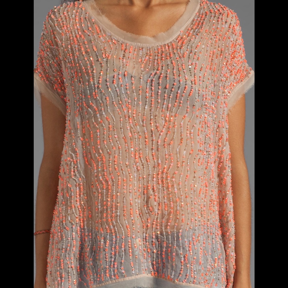 P A R K E R : ”Rae” Beaded Silk Top - Picture 6 of 8